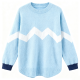 Light Blue Crew Neck Sweater with White Chevron Pattern