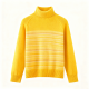 Mustard Turtleneck Sweater with Striped Panel