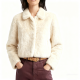 Cream Faux Fur Collared Cropped Jacket