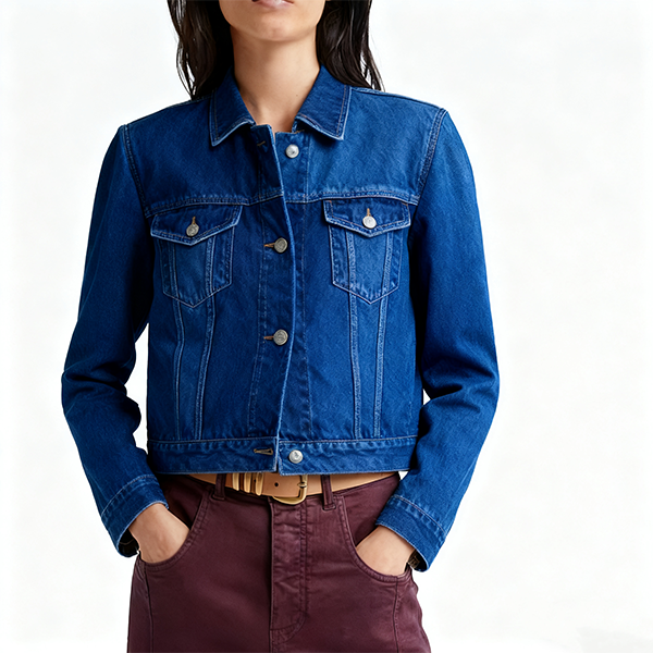 Dark Blue Cropped Denim Jacket