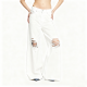 White High-Waisted Distressed Wide-Leg Jeans